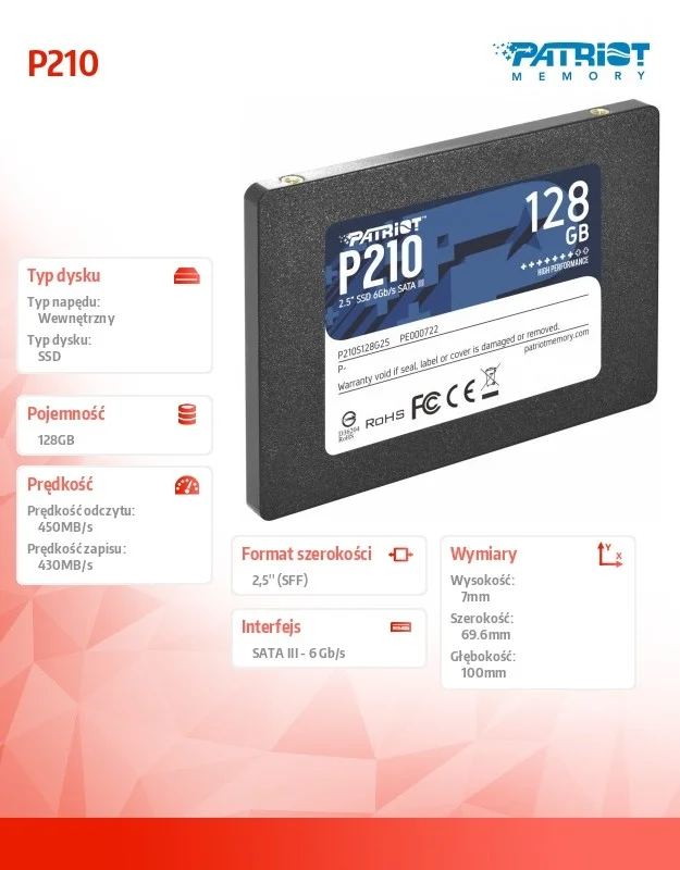 Patriot Memory P210 2.5  128 Gb Serial  Ata Iii