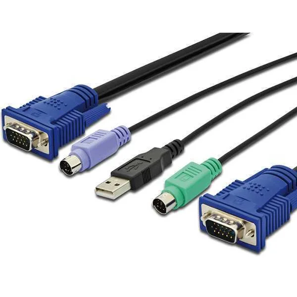 Kvm Digitus Vga Ps / 2 Mouse e Cabos Usb do Teclad
