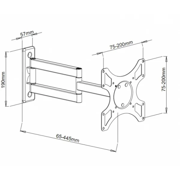 Techly Wandhalterung Lcd 19"-37" Neig/Drehbar 3 Gelenke Weiß