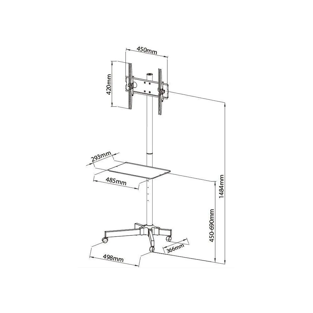 Techly Ica-Tr21, 58,4 Cm (23"), 139,7 Cm (55"), 5.