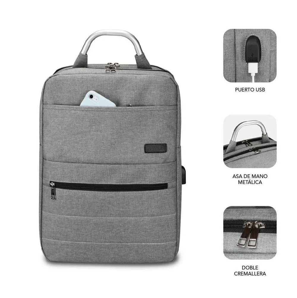 Mochila Subblim Elite Airpadding Backpack para Portátiles Hasta 15.6"/ Puerto Usb/ Gris