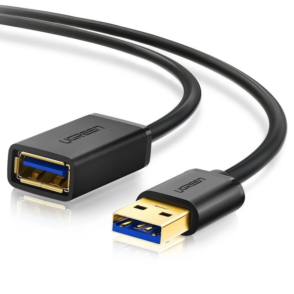 Cabo Extensão Ugreen Us129 Usb 3.0 Type-A Macho para Type-A Fêmea 1m Preto