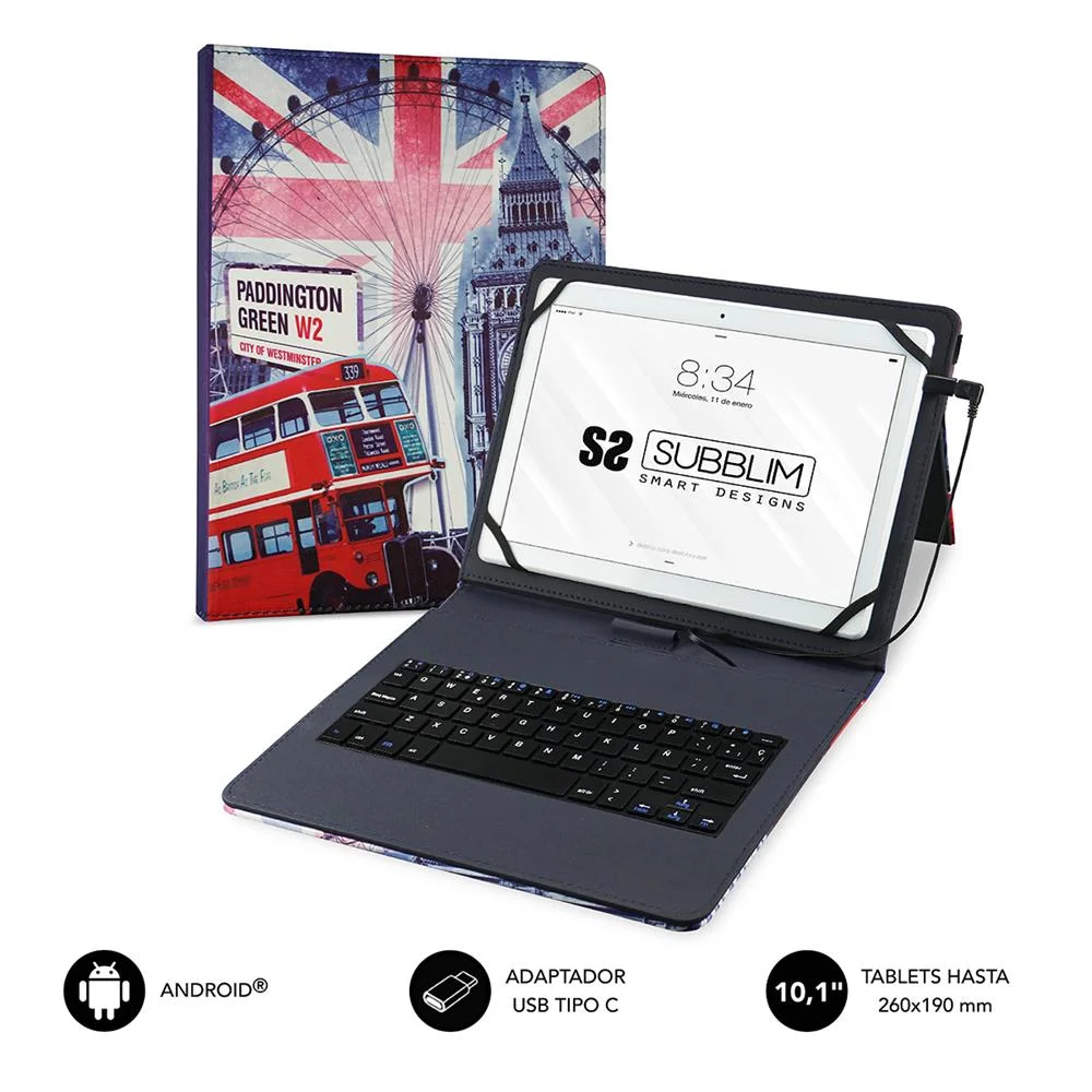 Capa C/ Teclado Micro Usb - Usb C Keyta. Subblim
