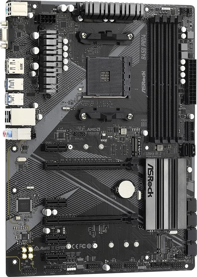 Asrock B450 Pro4 R2.0, Amd, Socket Am4, Amd Athlo.