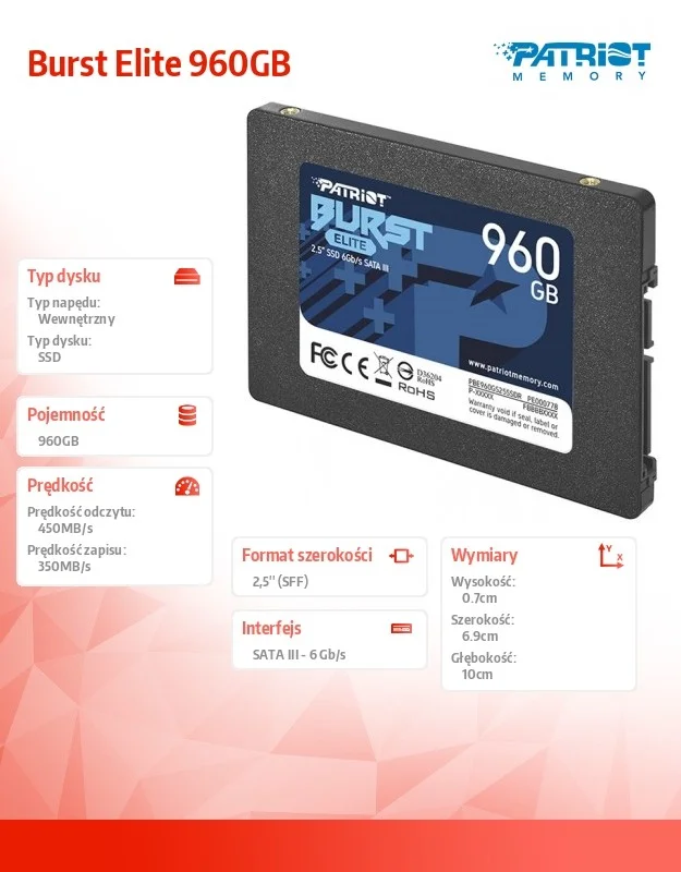 Patriot Memory Burst Elite 2.5  2.5  960 Gb Serial Ata Iii