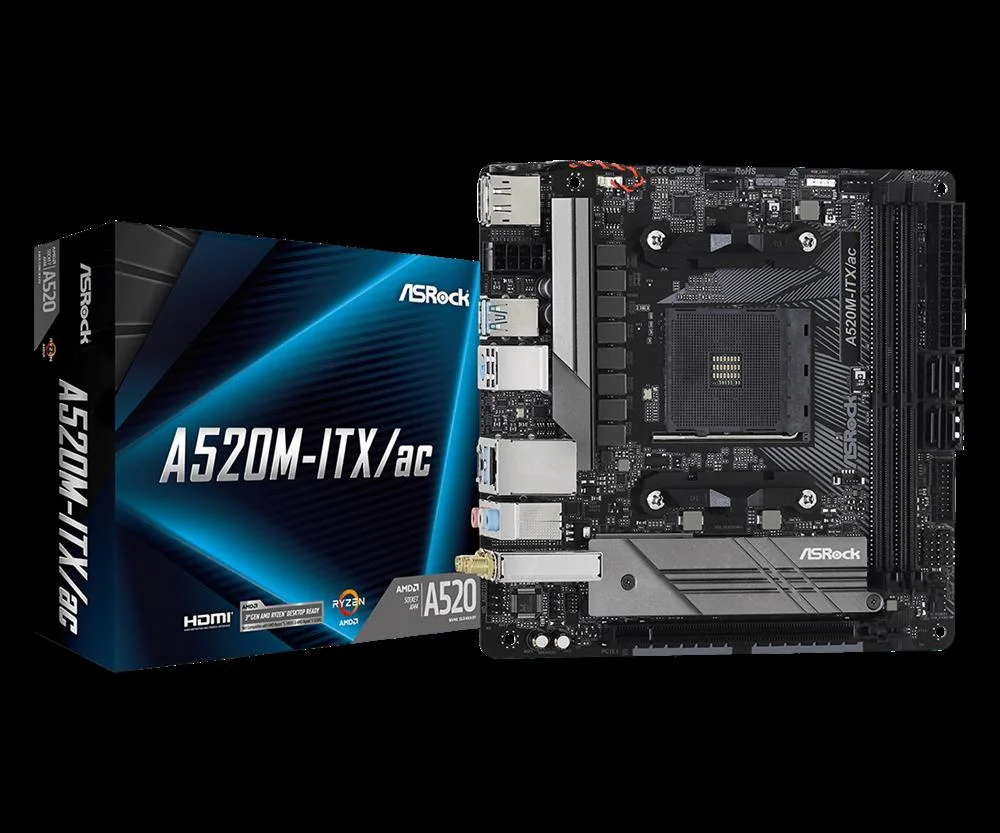 Asrock A520m-Itx/Ac, Amd, Socket Am4, Amd Ryzen 3.