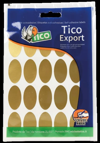 Paquete 10 Hojas Etiquetas Satinadas Oro 36x20 Mm.