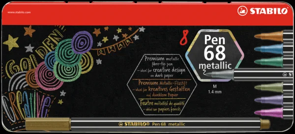 STABILO PEN 68 METALLIC, MÉDIO, 8 CORES, METÁLICO.
