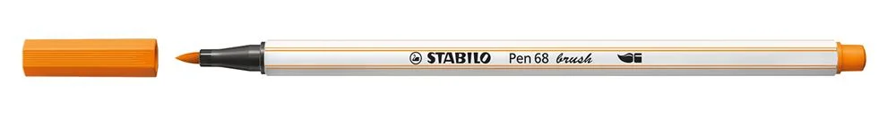 Stabilo Pen 68 Brush, Médio, Laranja, Ponta do Ma.