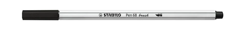 Stabilo Pen 68 Brush, Médio, Preto, Ponta do Marc.