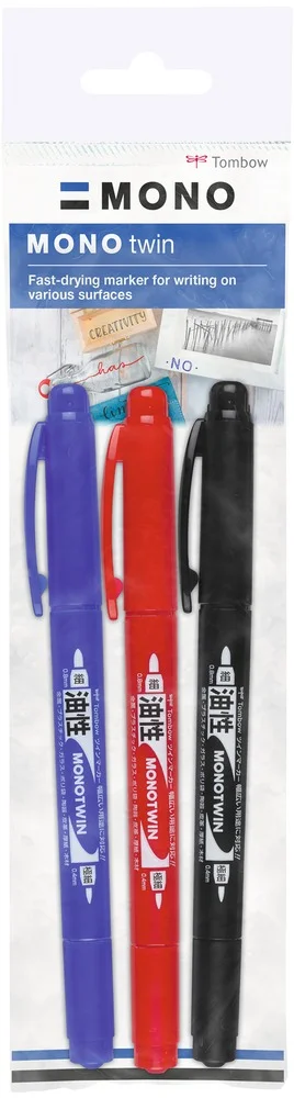 Pack 3 Rotuladores Mono Twin Permanentes Punta Fi.