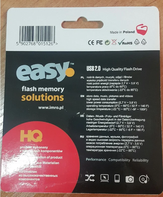 Imro Easy/8gb, 8 Gb, Usb Type-A, 2.0, 82 Mb/S, Se.