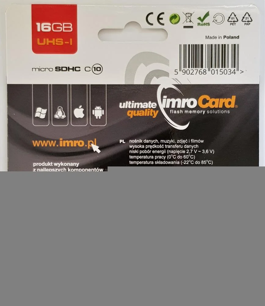 Imro 10/16g Uhs-I, 16 Gb, Microsdhc, Classe 10, U.