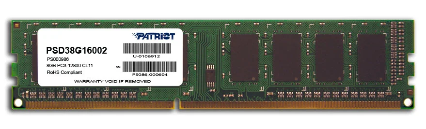 Memory Dimm 8gb Pc12800 Ddr3/Psd38g16002 Patriot