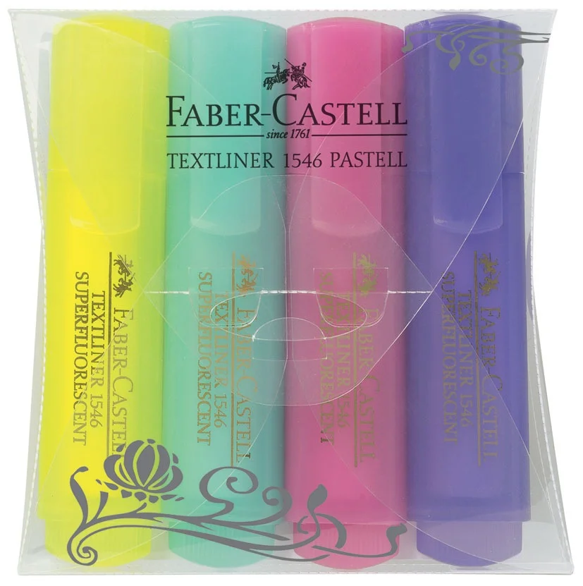 Estuche 4 Marcadores Fluor Textliner Surtido Past.