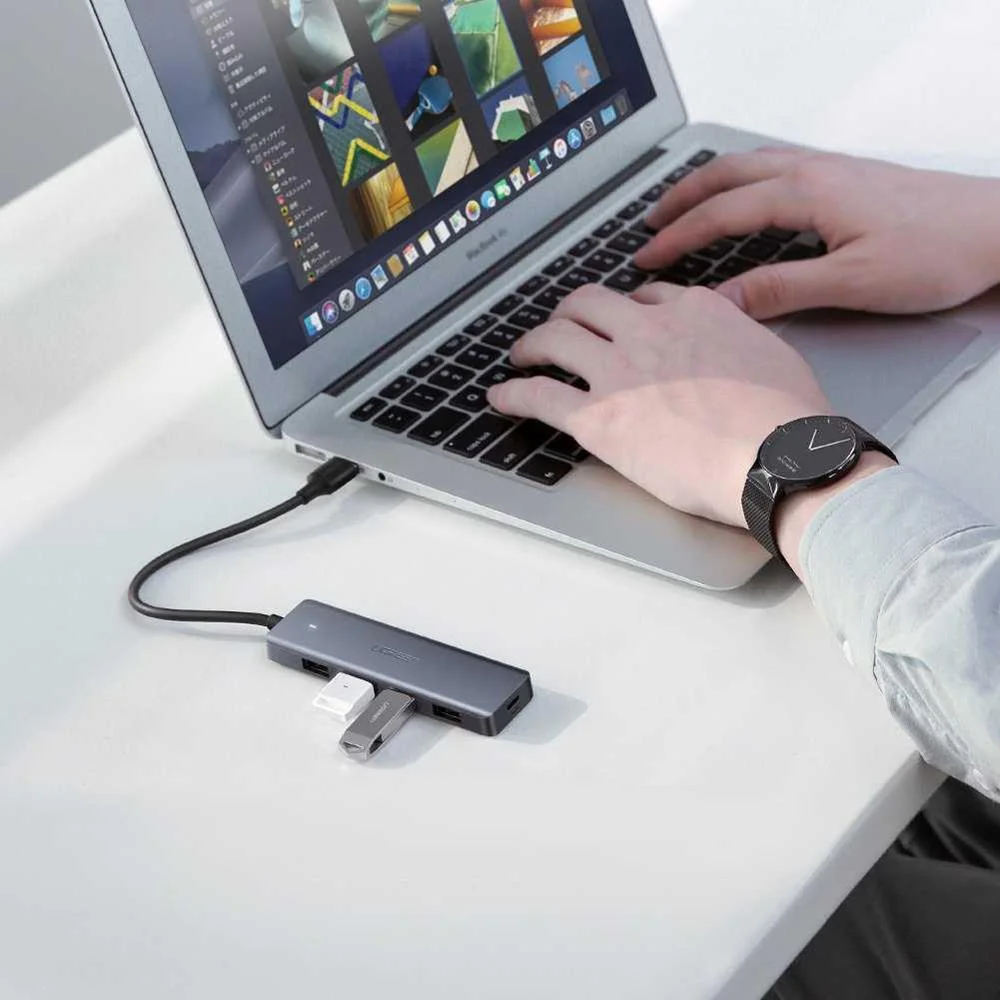 4v1 Adaptér Ugreen Hub Usb-C Na 4x Usb 3.0 Usb-C - edý