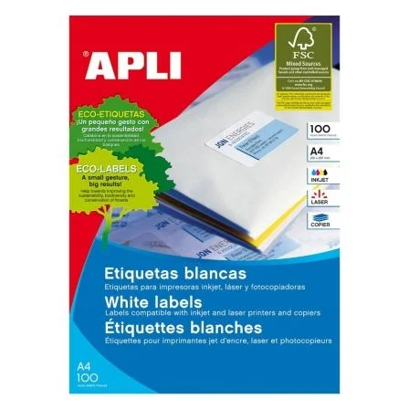 Caixa 100 Folhas Etiquetas Branca ILC 210X297 Apli