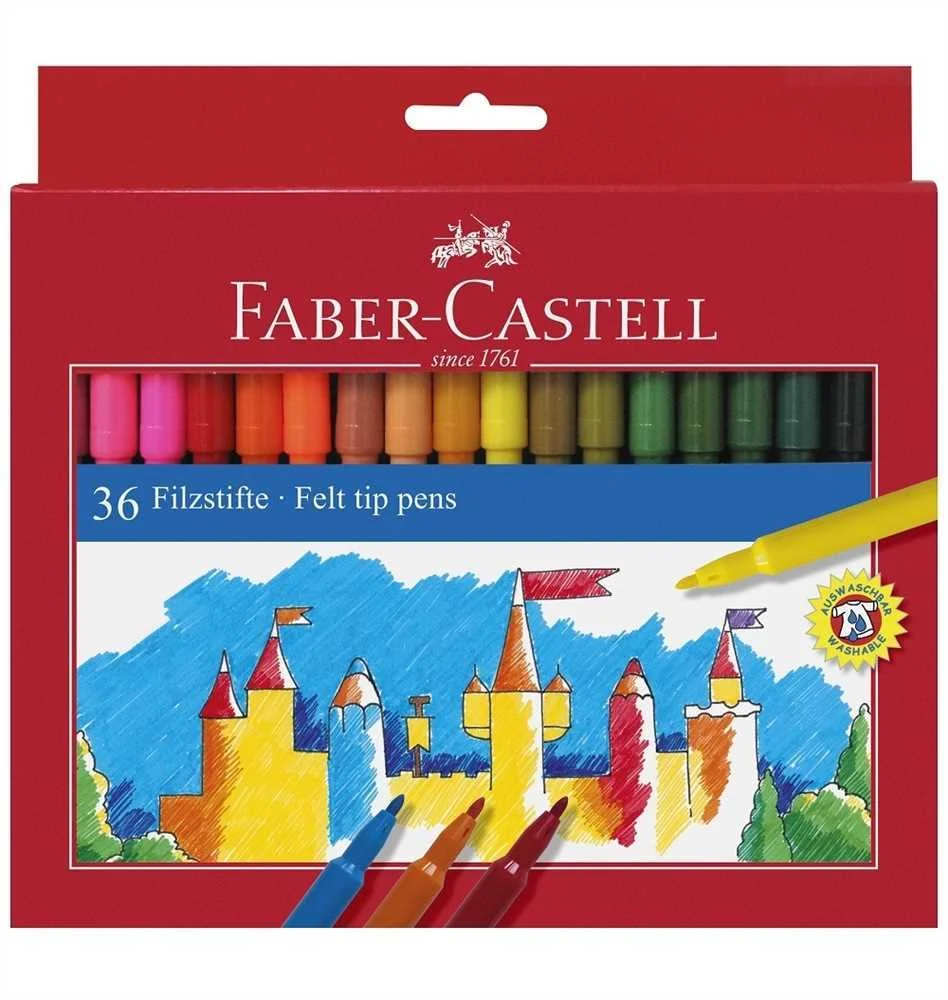 Estuche Cartón 36 Rotuladores Escolares Faber Cas.