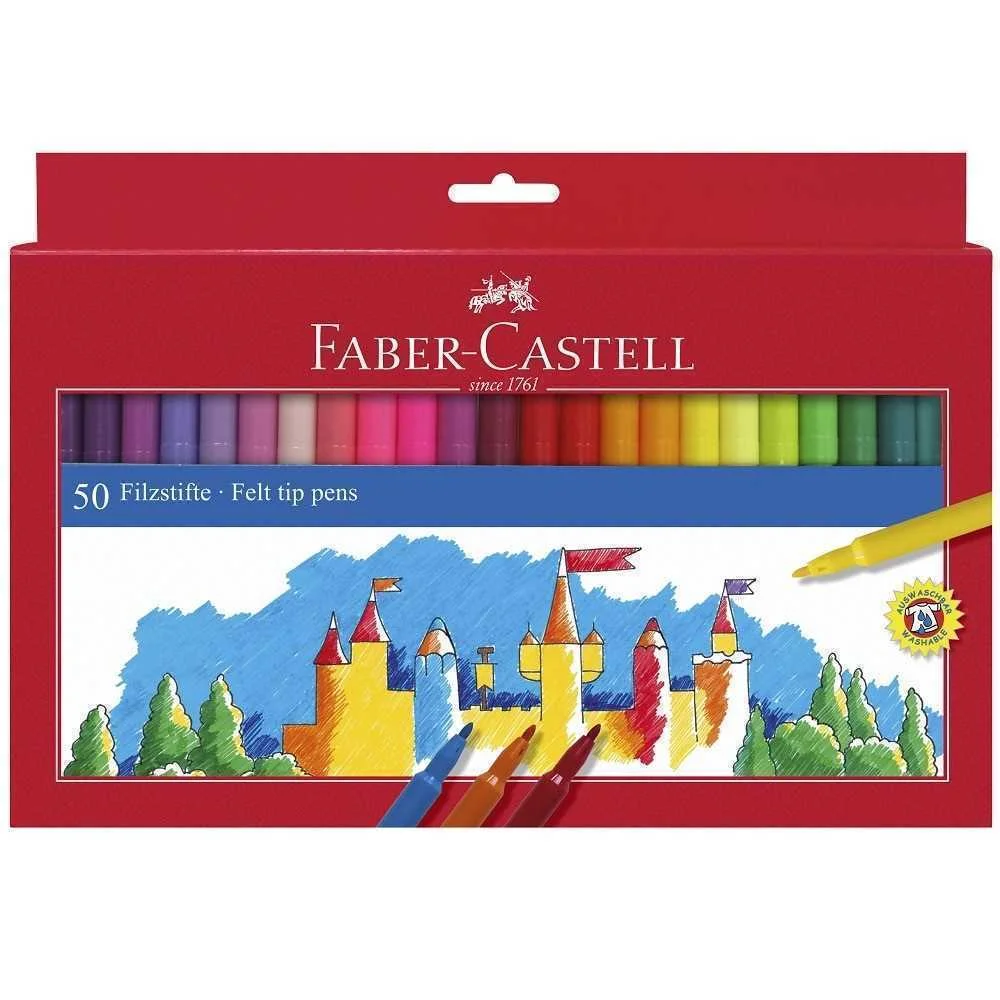 Estuche Cartón 50 Rotuladores Escolares Faber Cas.