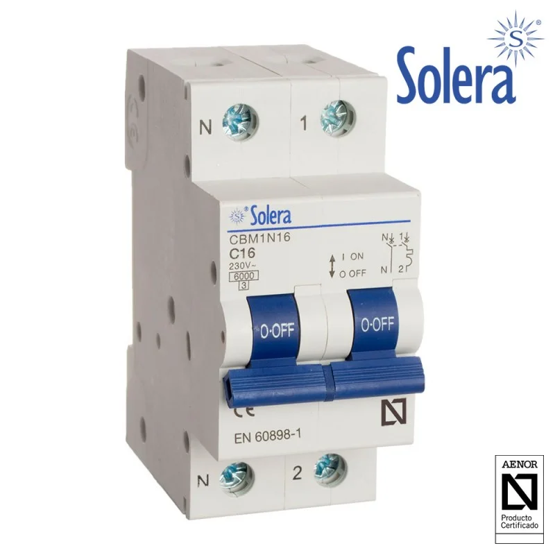 Disjuntor Magnetotérmico Solera 1 Polo+Neutro 10a (Retractilado) Cbm1n10