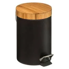 Caixote do Lixo Wc Bambu Preto 3l Coleção Nature.