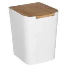Caixote Do Lixo Wc Bambu Branco 5l Coleção Baltik