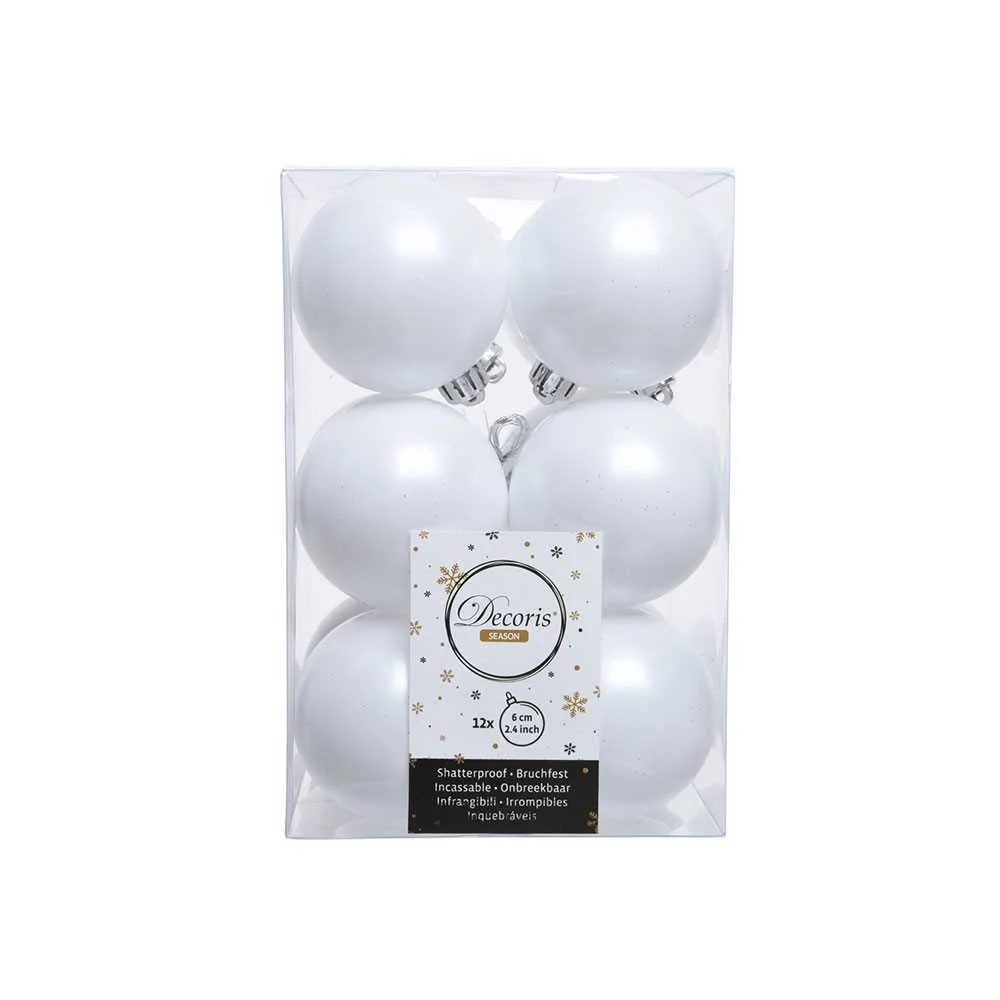 Caixa De 12 Bolas Brancas Decorativas Para Árvore.