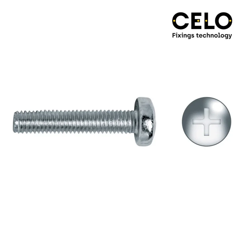 Caixa 250 Unid. Parafuso Métrica Cabeça de Queijo Philips Din/Ref 7985 Ø6x10mm Zincado Celo
