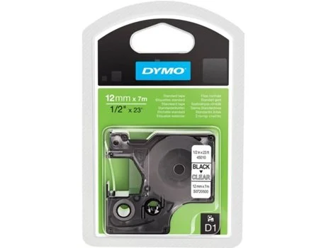 Cinta Rotuladora D1 12mmx7m Negro/Transparente Dy.