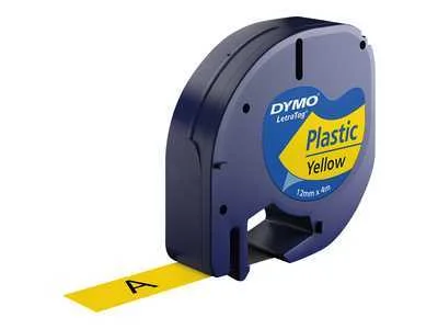 Cinta Rotuladora Letratag 12mmx4m Negro/Amarillo .