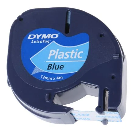 Dymo Letratag-Band, Plastik 12mm X 4m Schwarz->blau