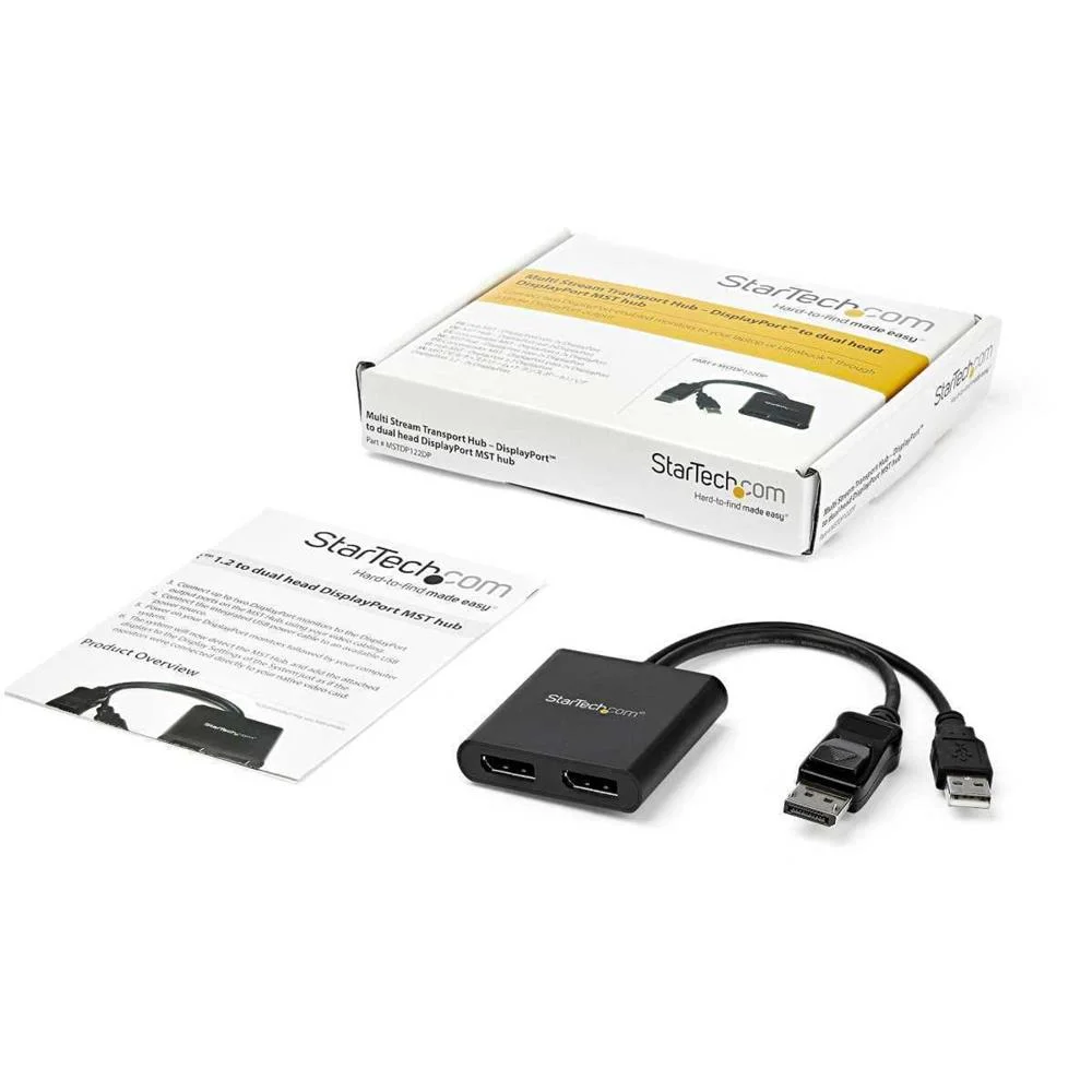 Splitter Displayport Startech Mstdp122dp Preto 4k