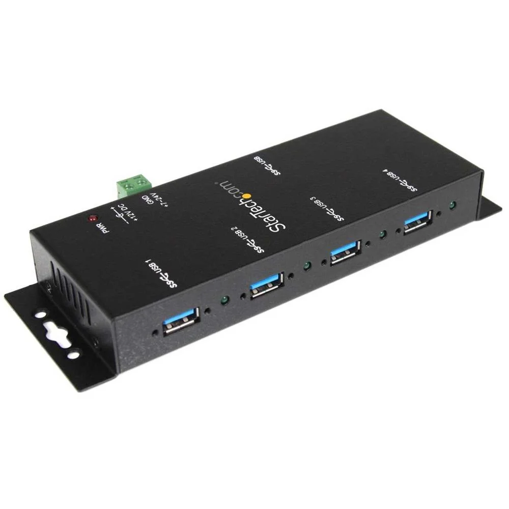 Startech.Com 4-Port Usb 3.0 Hub - Metal Industrial Usb-A Hub - Wall Or Desk Mountable Usb Data Hub -
