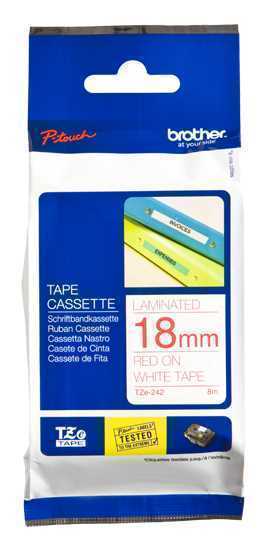 Brother P-Touch Tze242 White/Red (8m X 18mm)