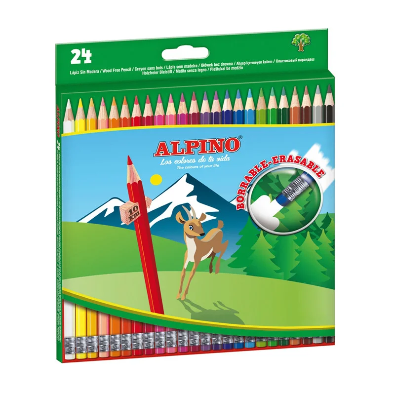 Estuche 24 Lápices de Colores Borrables Alpino Al.
