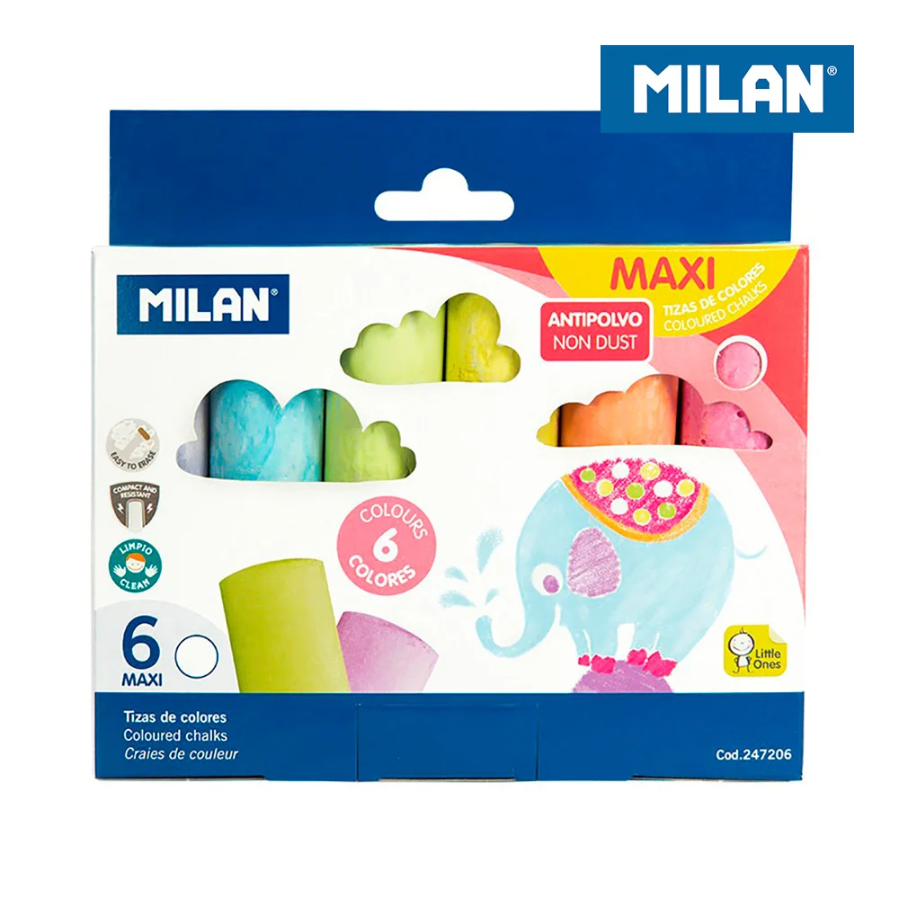 Caixa De 6 Giz Coloridos Maxi Milan
