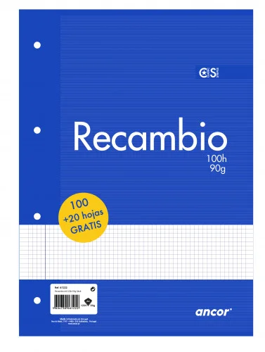 Recambio A4 100+20 Hojas 90g Q4x4 4 Taladros Anco.