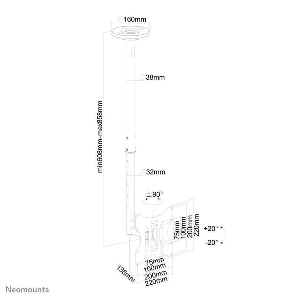 Neomounts Deh 10"-40" 1tft Schwarz  Max.20kg