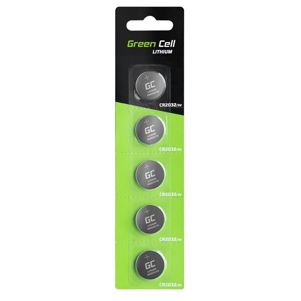 5x Lithium Green Cell Cr2032 3v 220mah Batteries
