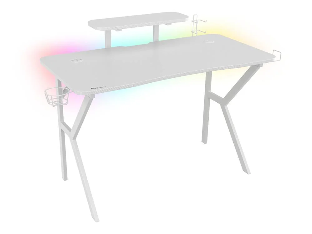 Secretária Gaming Genesis Holm 320 RGB Branco Madeira Mdf 