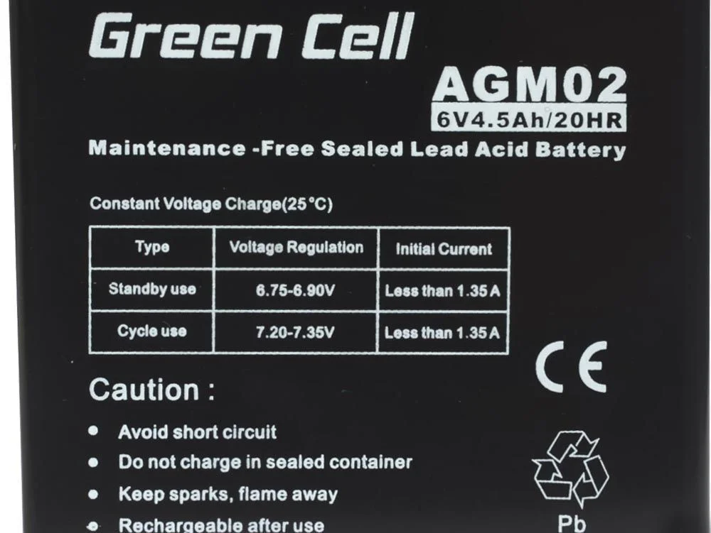 Green Cell Agm Vrla 6v 4.5ah Maintenance-Free Battery For The Alarm System, Cash Register, Toys