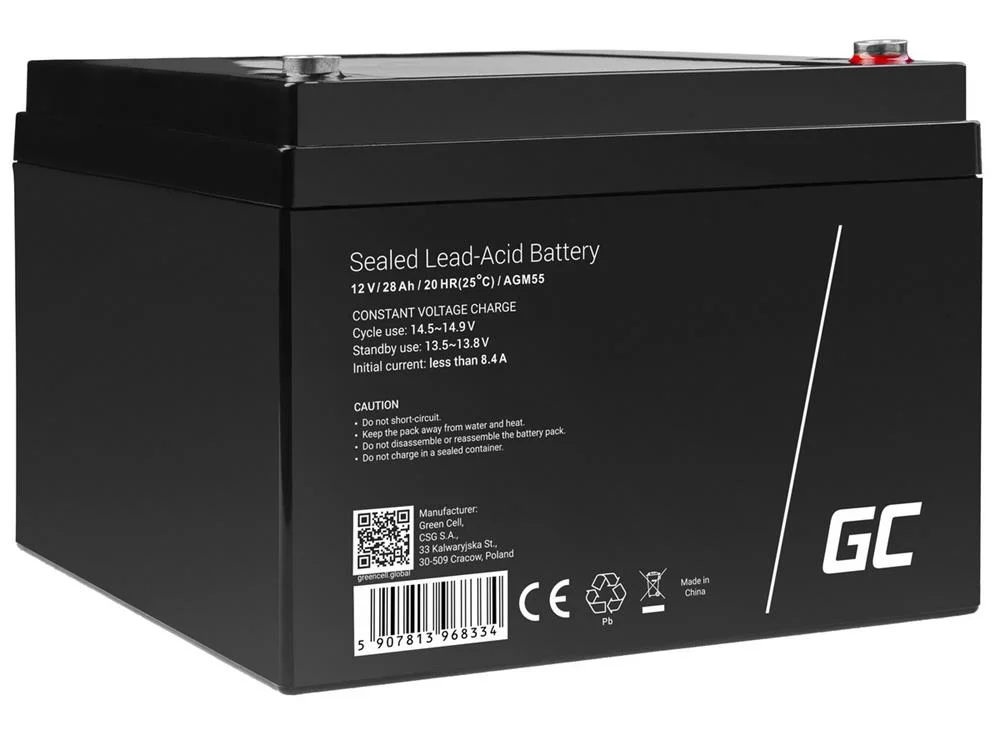 Green Cell Agm Vrla 12v 28ah Maintenance-Free Battery For Boats, Scooters, Toys, Wheelchairs Kampera