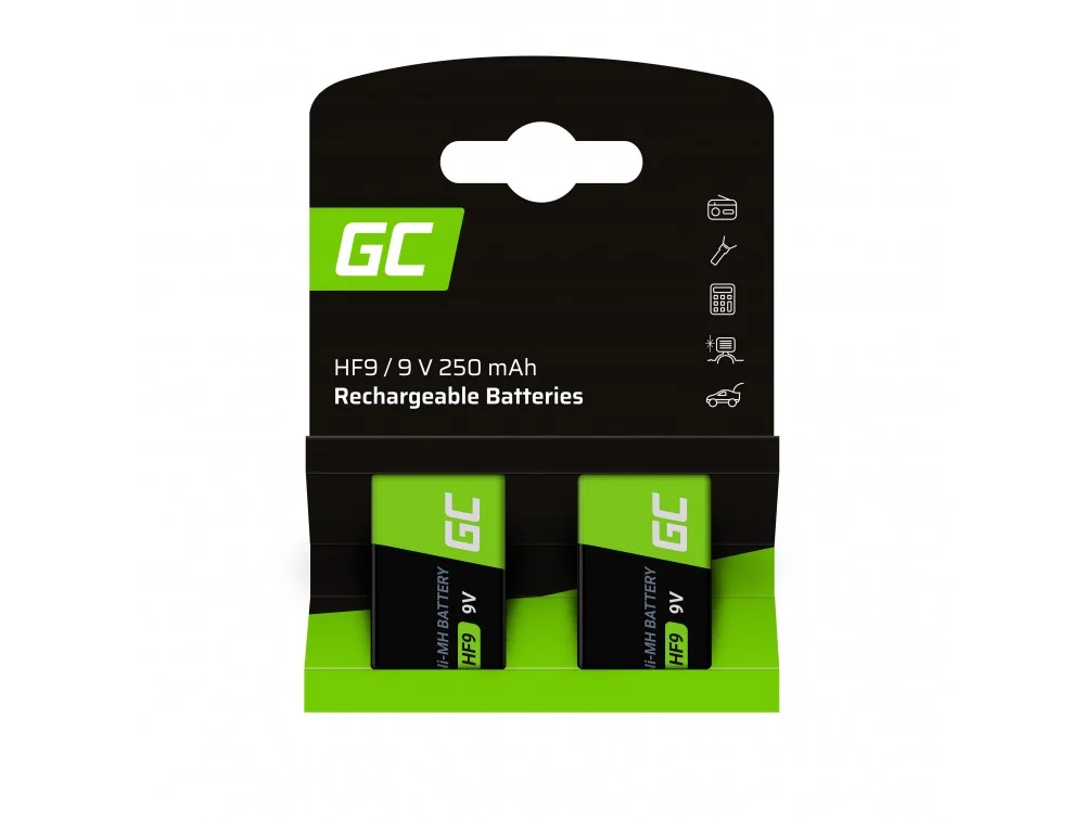 Green Cell Rechargeable Batteries 2x 9v Hf9 Ni-Mh 250mah