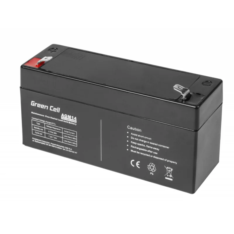 Green Cell Agm Vrla 6v 3.2ah Maintenance-Free Battery For The Alarm System, Cash Register, Toys