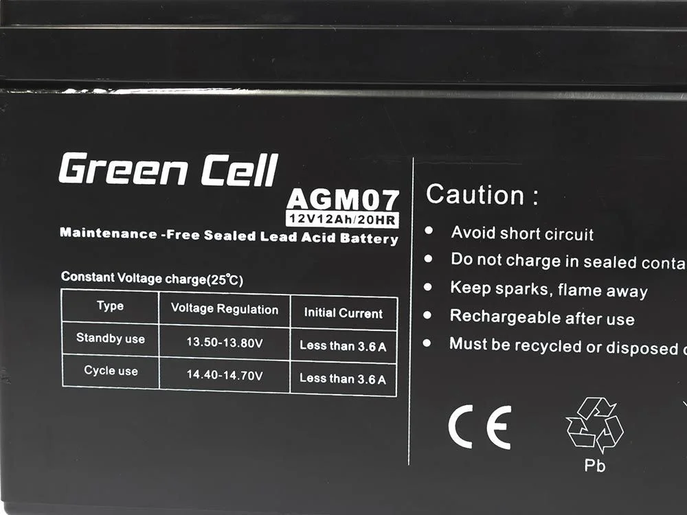 Green Cell Agm Vrla 12v 12ah Maintenance-Free Battery For The Alarm System, Cash Register, Toys