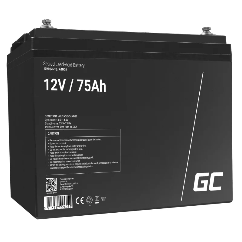 Green Cell Agm Battery 12v 75ah