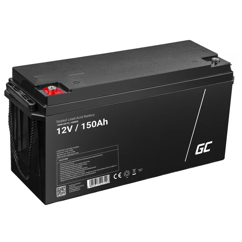 Green Cell Agm Vrla 12v 150ah Maintenance-Free Battery For Camper, Photovoltaics, Solar Panels, Boat