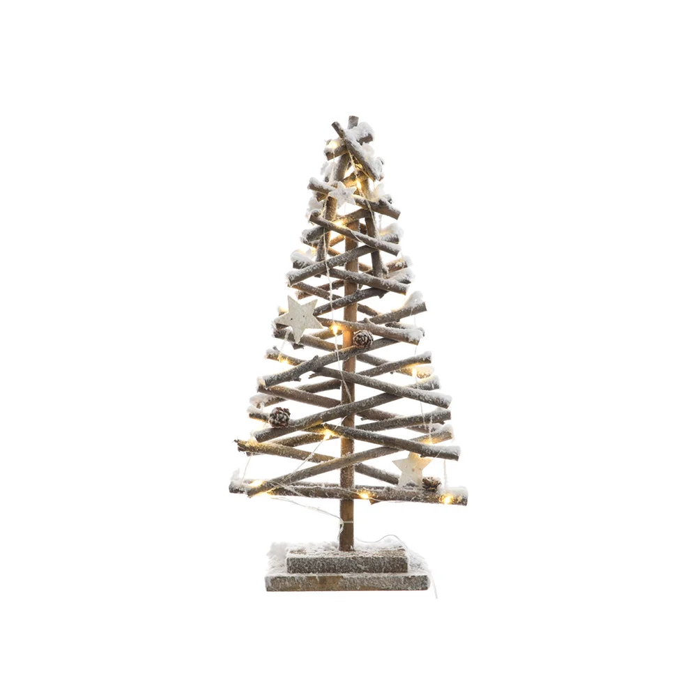 Árvore de Rattan Micro LED Efeito Neve 25x12x50cm