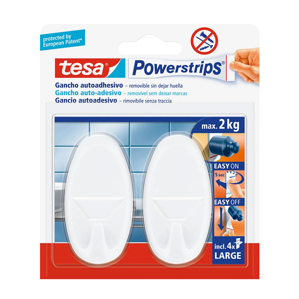 Gancho Oval Tesa powerstrips até 2kg branco