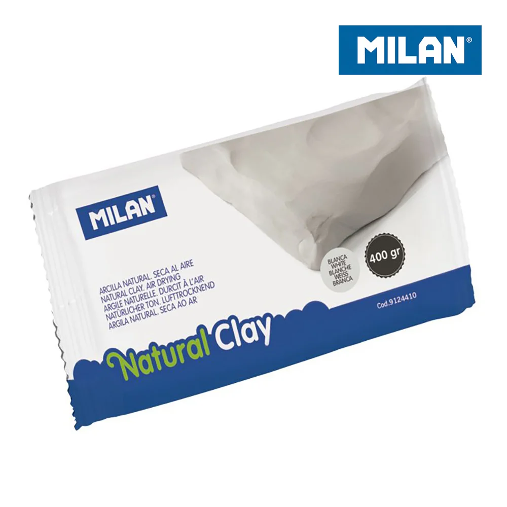 Argila natura 400gr, secado ao ar cor branco milan